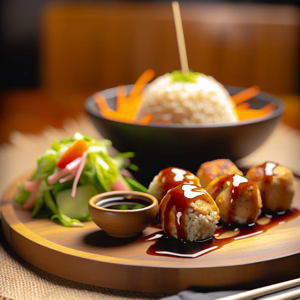 Bolas de riz au poulet teriyaki