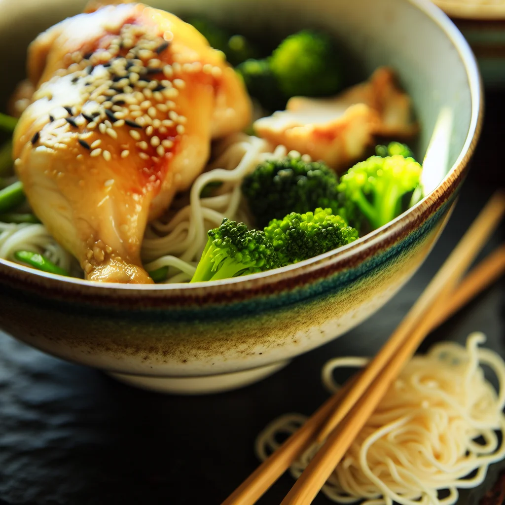 Bowl de Nouilles Sautées au Poulet et au Brocoli