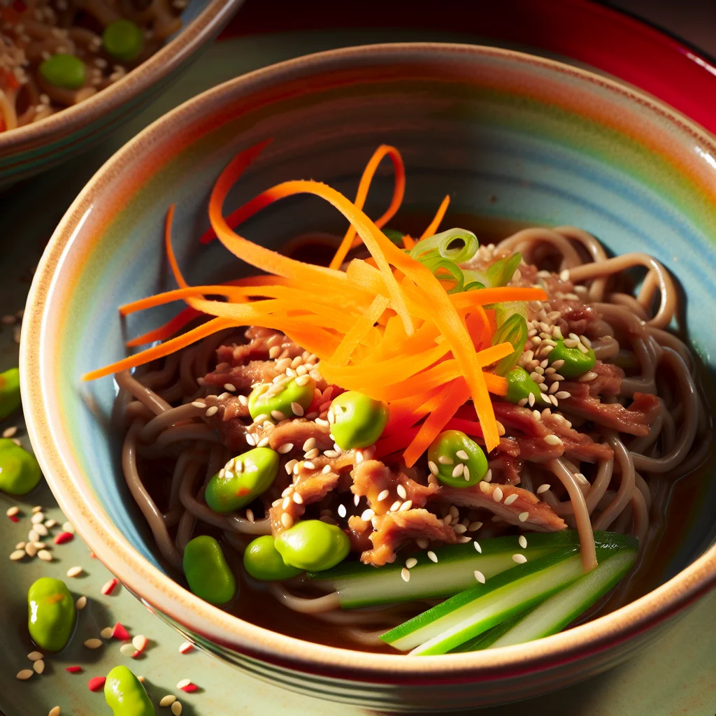 Bowl de nouilles Soba aux légumes croquants et sauce sésame