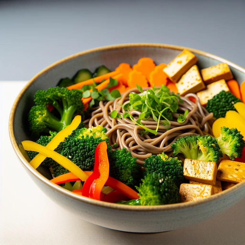 Bowl de Nouilles Soba aux Légumes et Tempeh