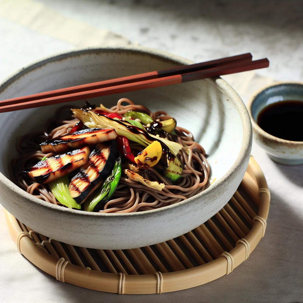 Bowl de Nouilles Soba aux Légumes Grillés