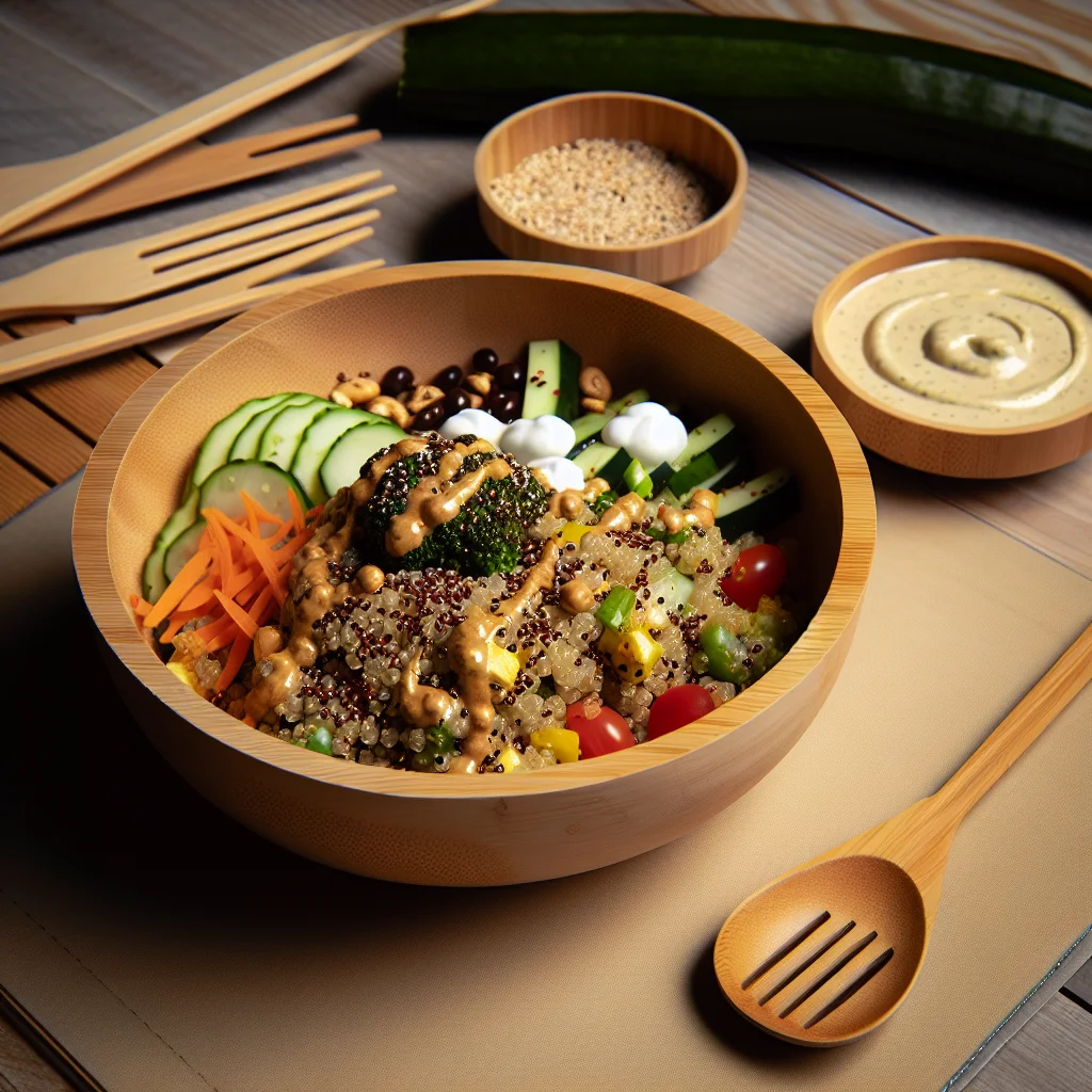 Bowl de Quinoa aux Légumes Colorés et Sauce Tahini