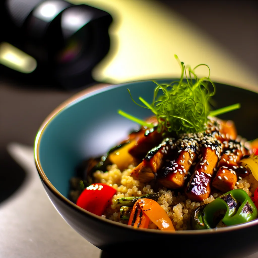 Bowl de Quinoa aux Légumes Grillés et Poulet Teriyaki