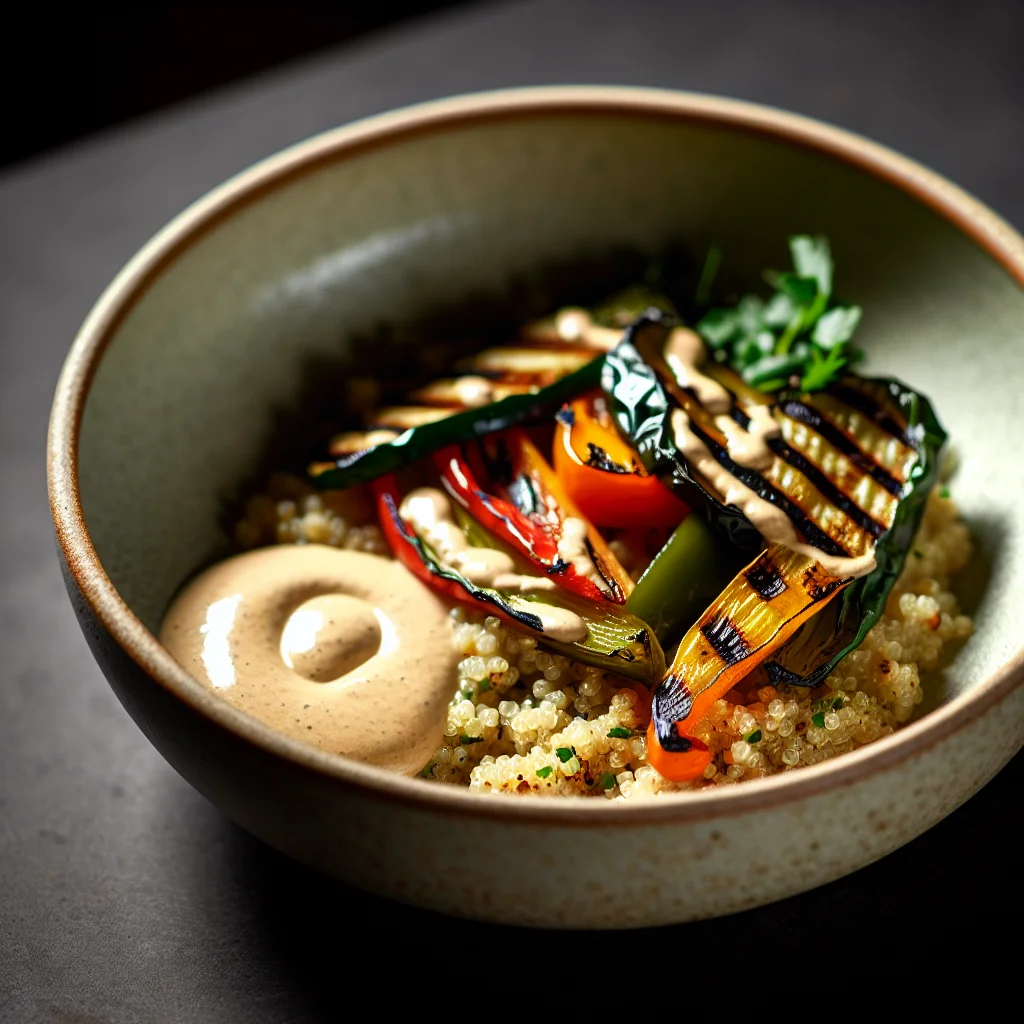 Bowl de Quinoa aux Légumes Grillés et Sauce Tahini