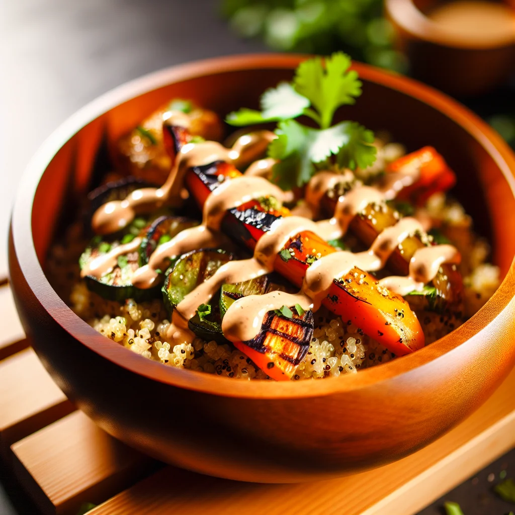 Bowl de Quinoa aux Légumes Grillés et Sauce Tahini