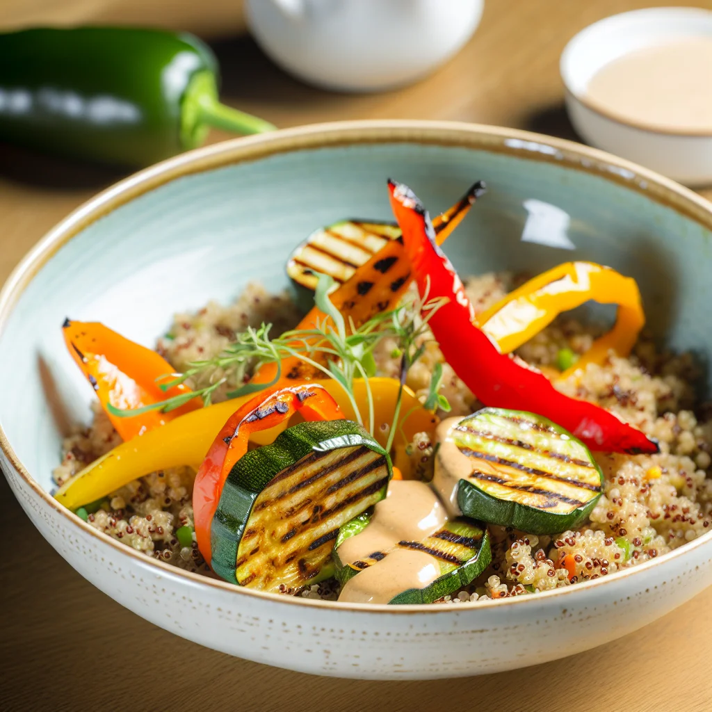 Bowl de Quinoa aux Légumes Grillés et Sauce Tahini