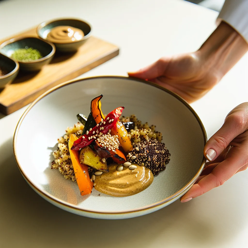 Bowl de Quinoa aux Légumes Rôtis et Sauce Tahini