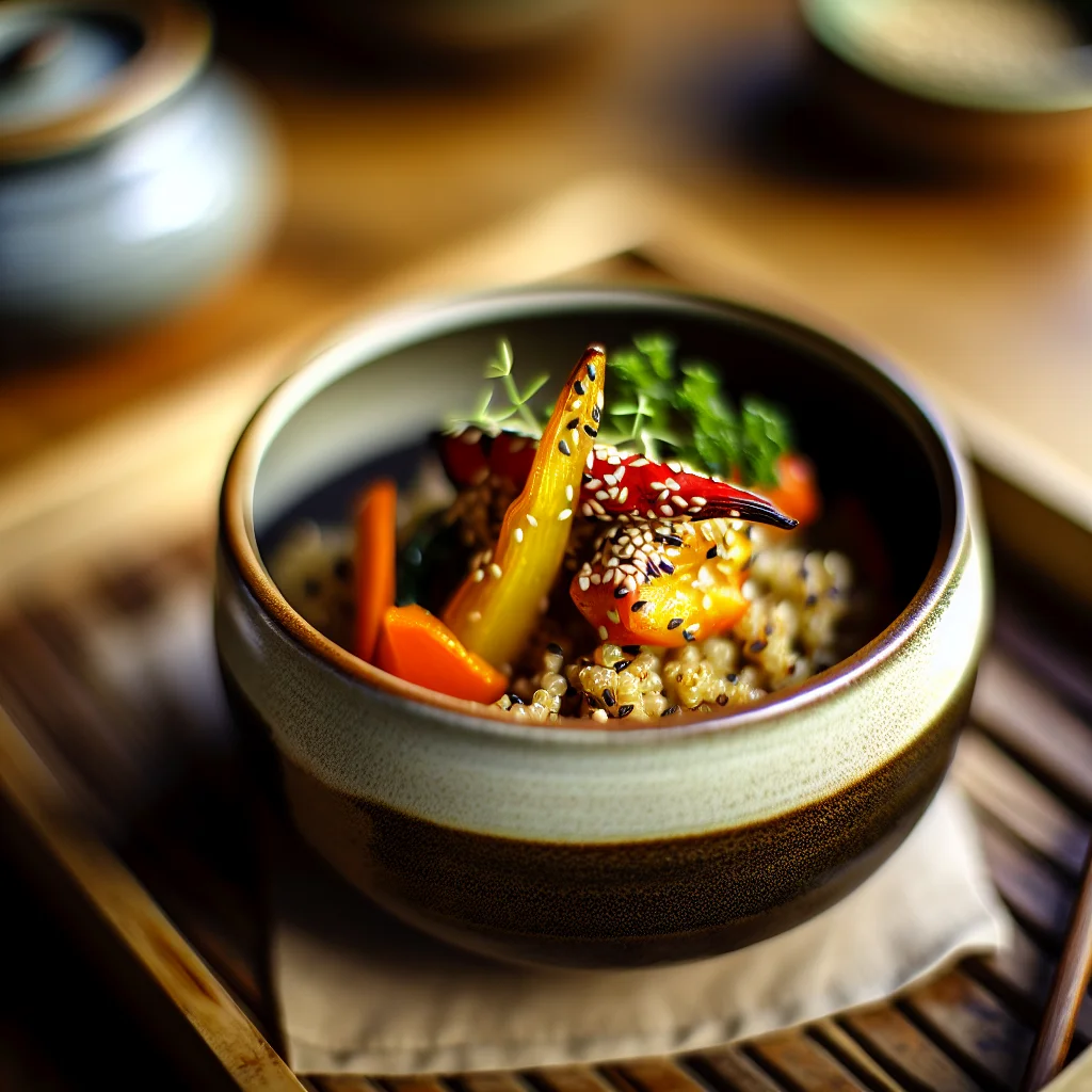 Bowl de Quinoa Épicé aux Légumes Rôtis