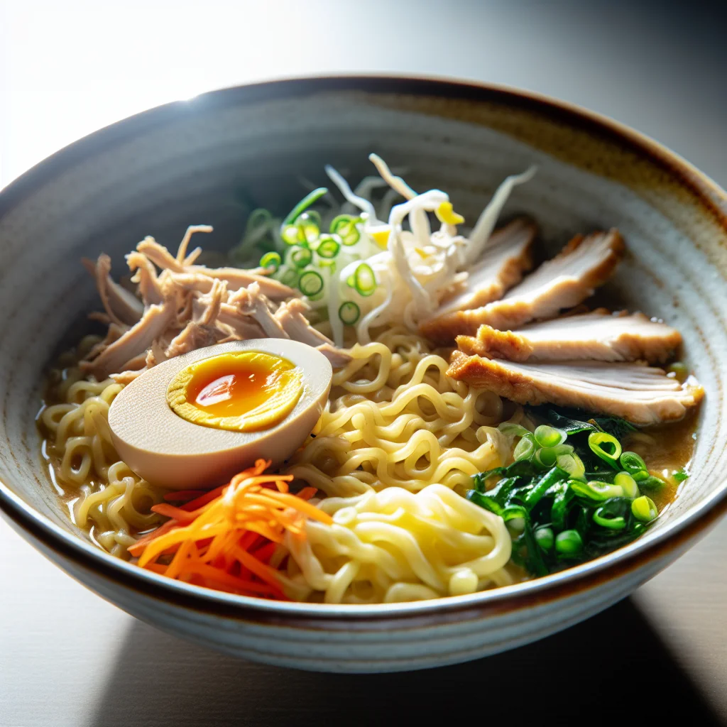 Bowl de Ramen au Poulet Miso et Légumes Sautés