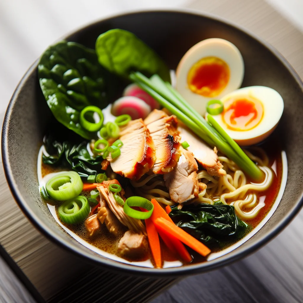 Bowl de Ramen au Poulet Teriyaki et Légumes Croquants