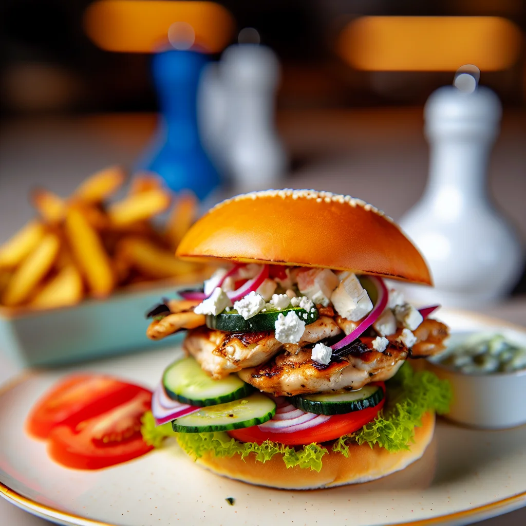 Burger Méditerranéen au Poulet Mariné