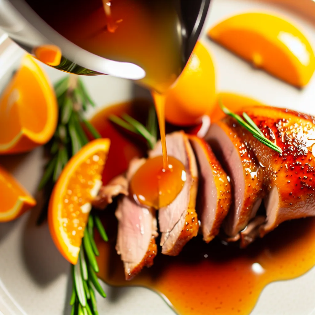 Canard laqué à l'orange et au miel
