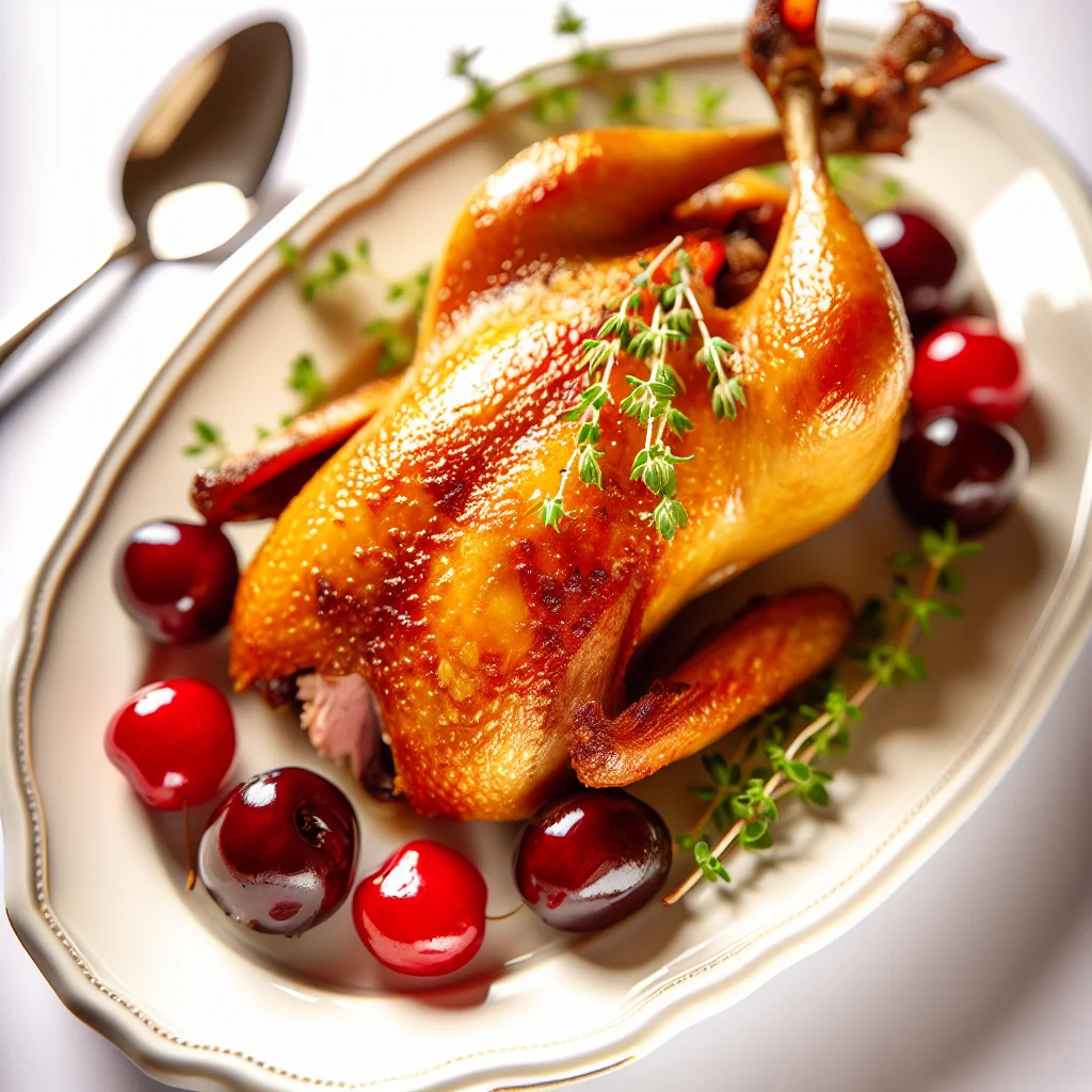 Canard Rôti aux Cerises Aigres-Douces