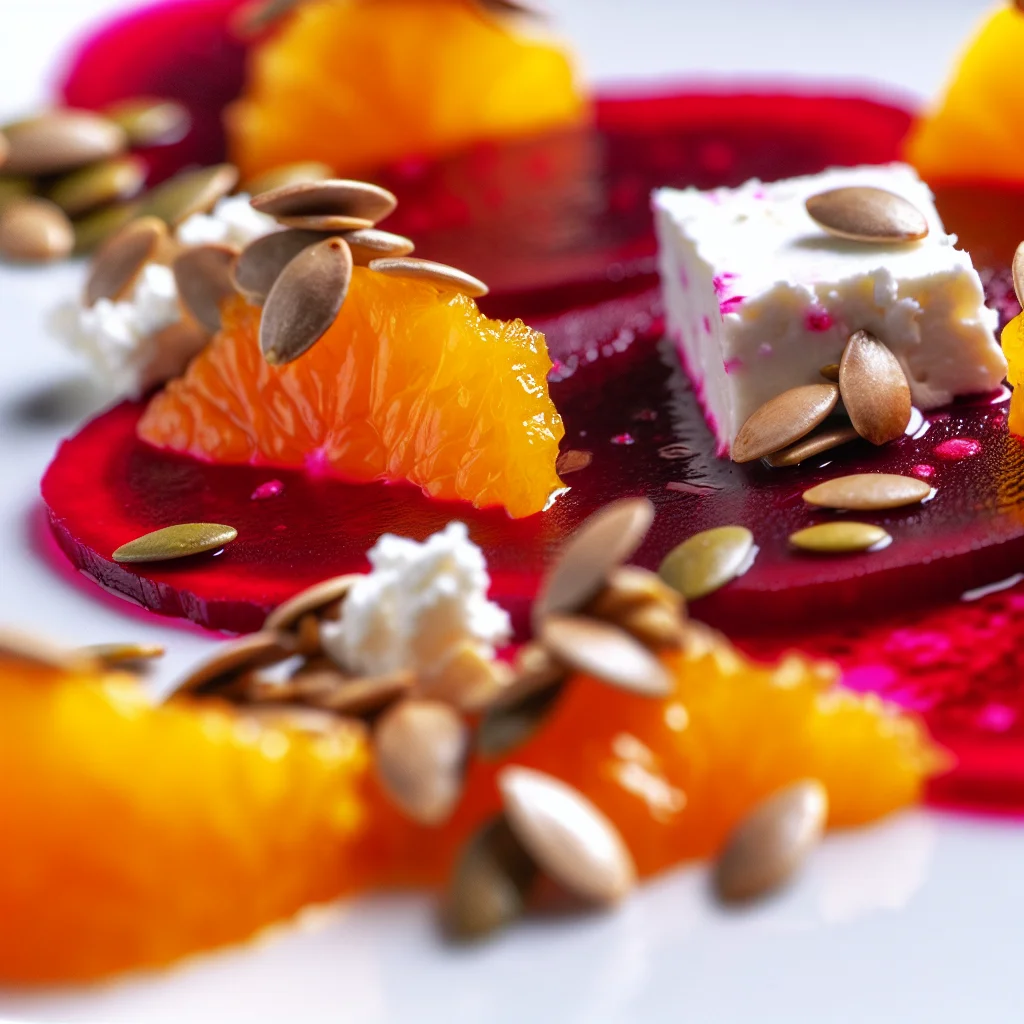 Carpaccio de betterave à l'orange et chèvre frais