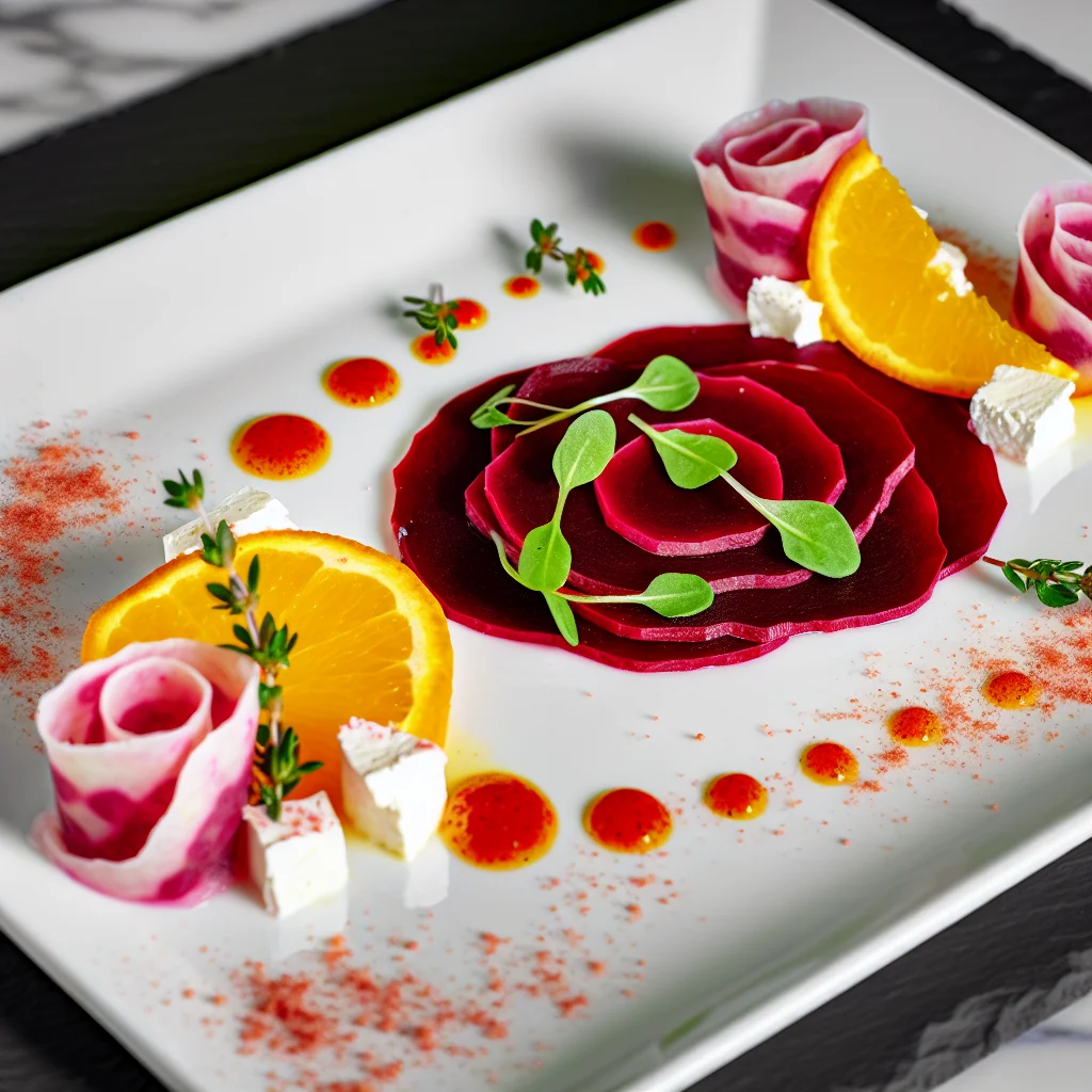 Carpaccio de betteraves à l'orange et chèvre frais