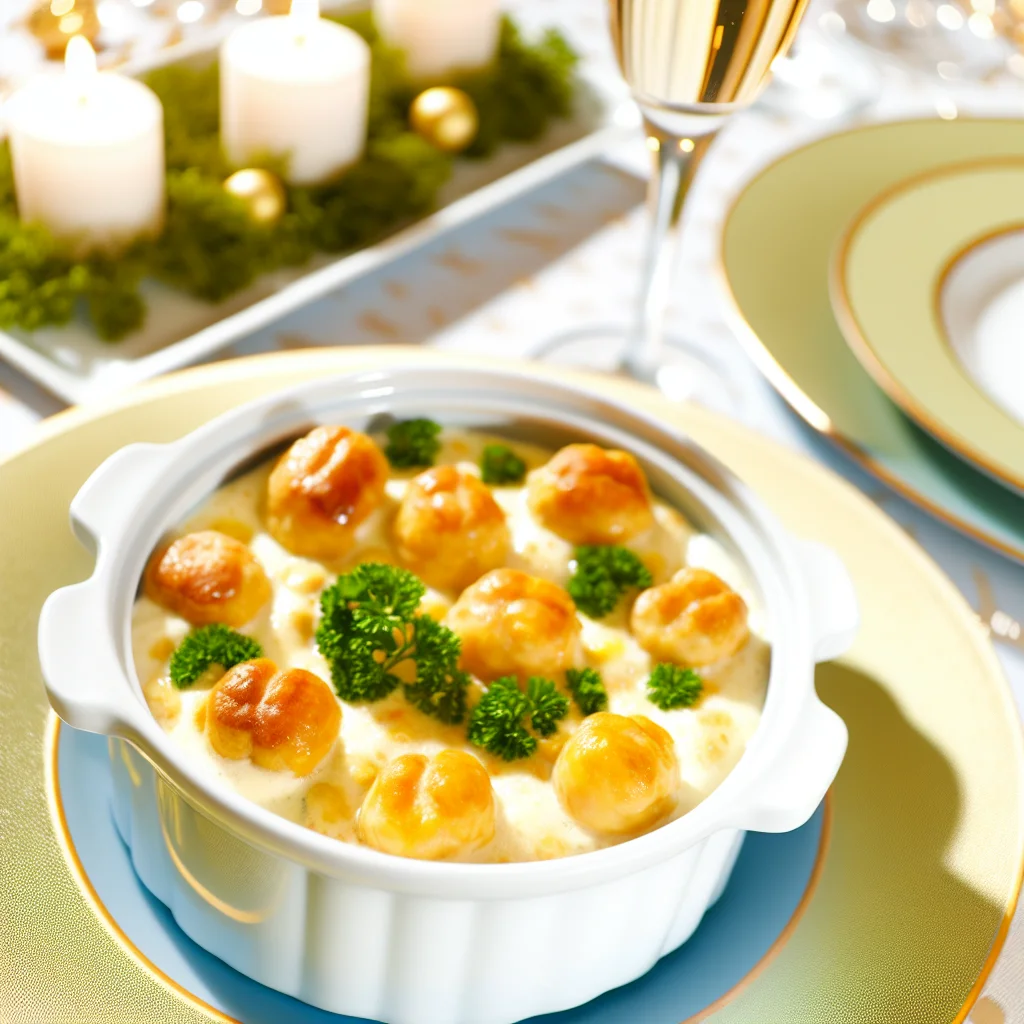 Cassolette de noix de Saint-Jacques à la crème de champagne