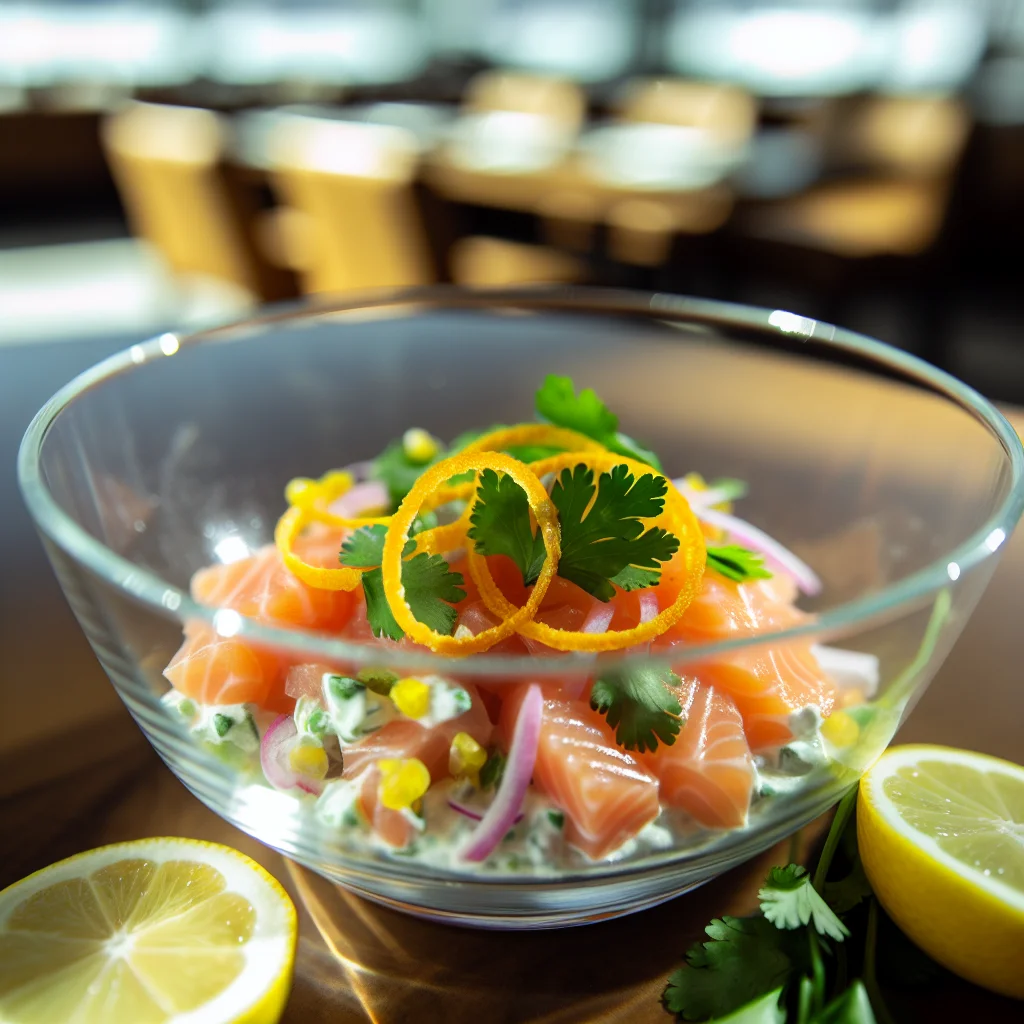 Ceviche de saumon aux agrumes et avocats