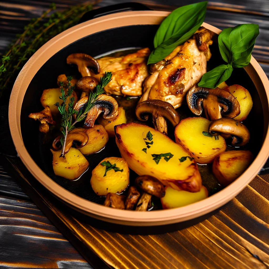 Cocotte de Poulet aux Champignons et Pommes de Terre