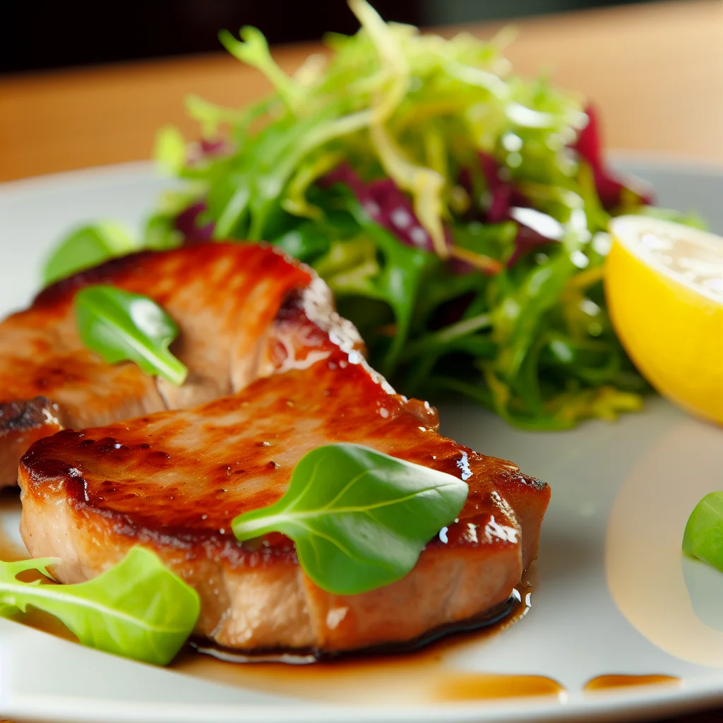 Côtes de porc caramélisées au miel et au piment