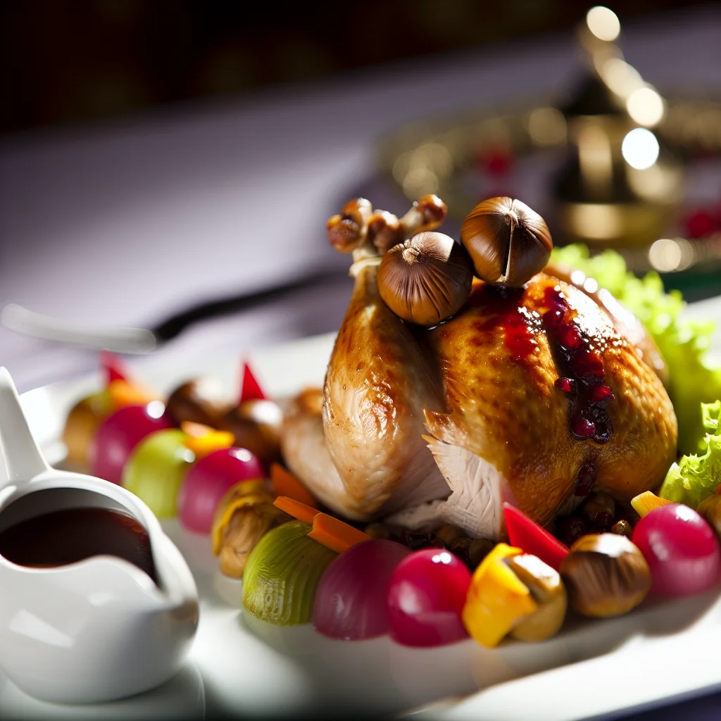Dinde aux marrons et sauce au vin rouge