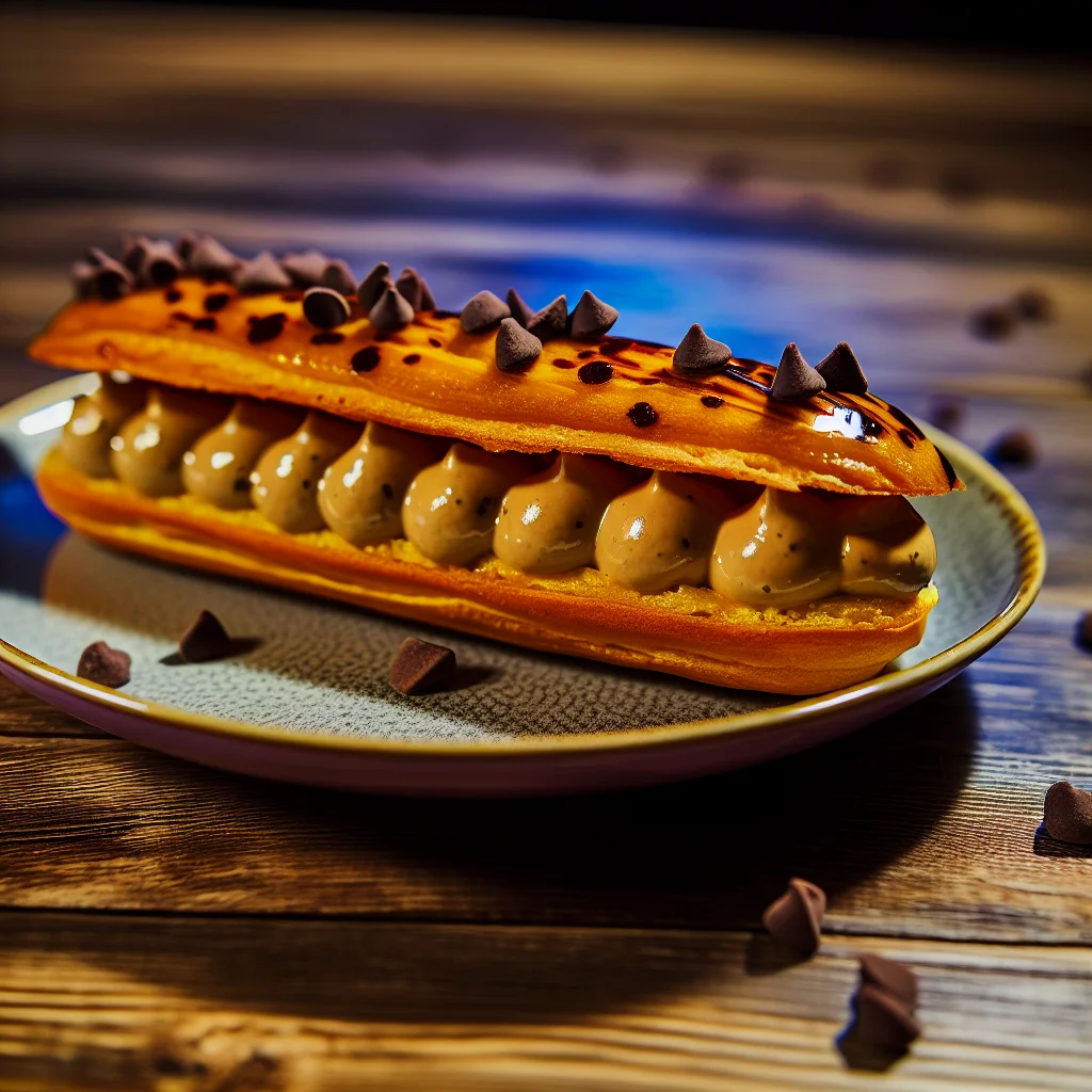 Éclair à la crème de marrons et éclats de chocolat