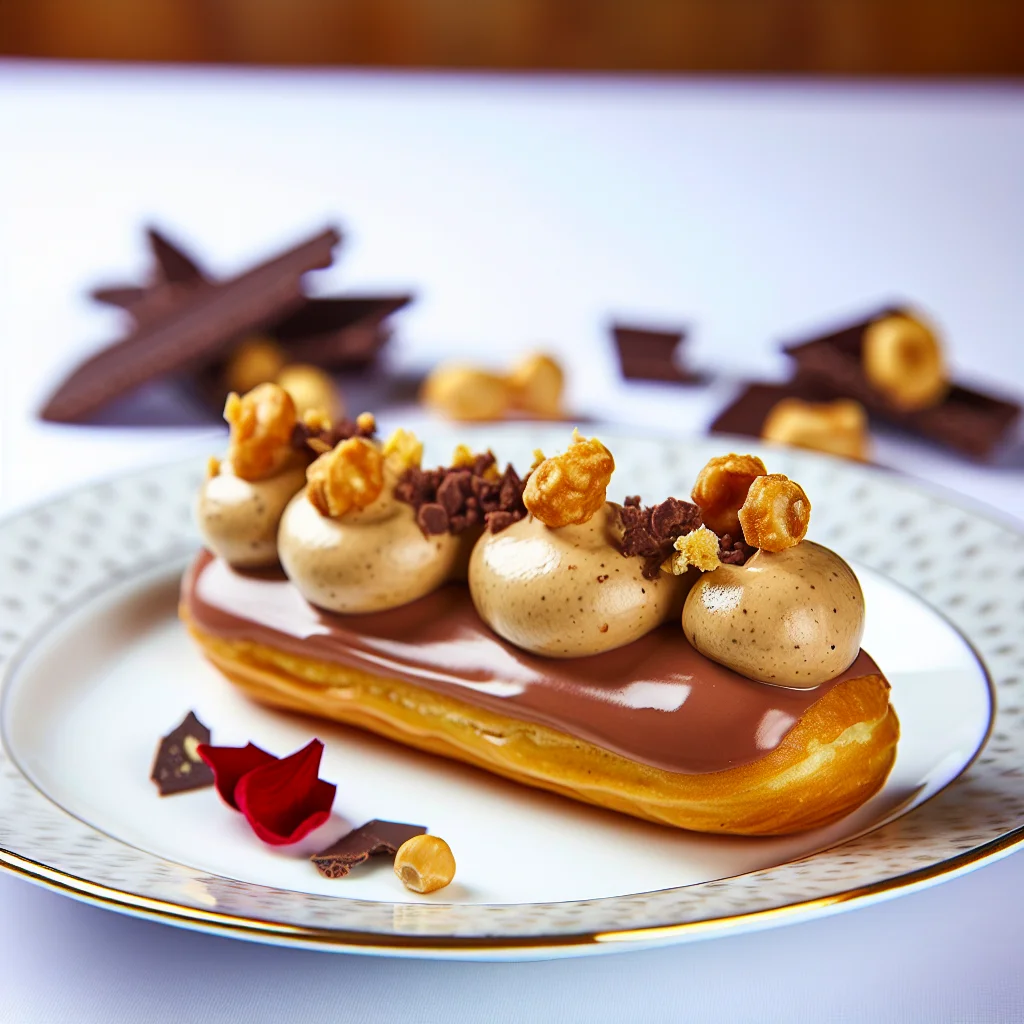 Éclair au chocolat et au praliné croustillant