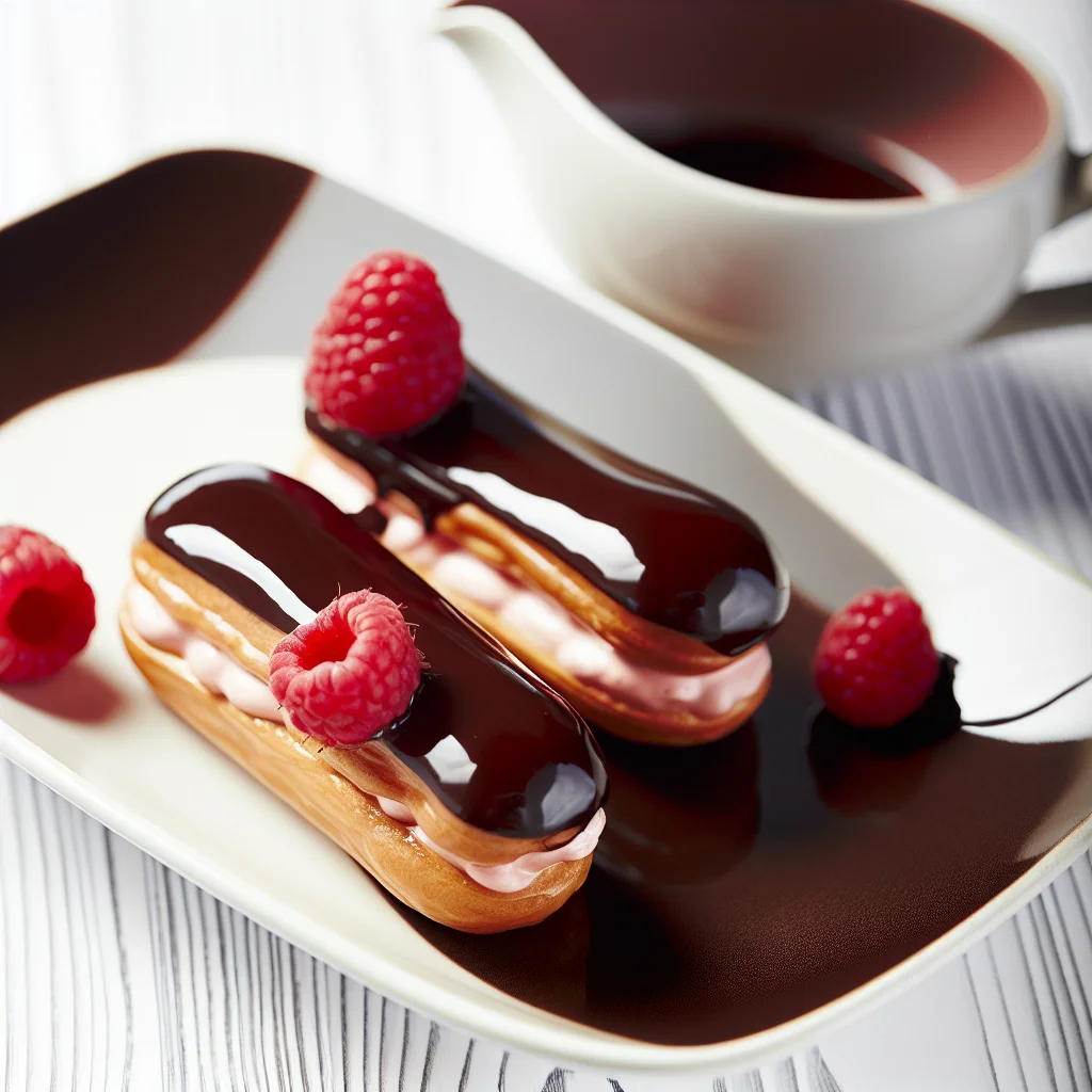 Éclair au chocolat noir et framboise