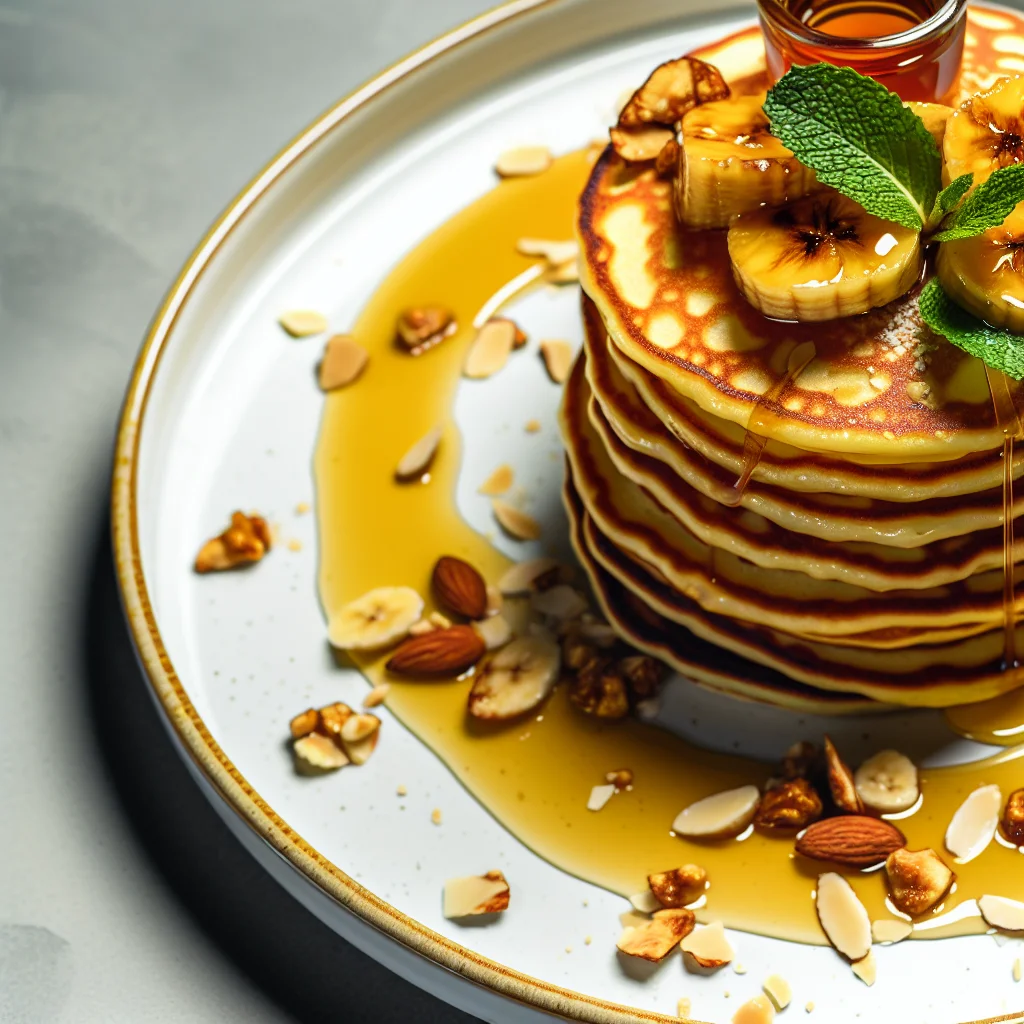 Pancakes aux Amandes et Banane Caramélisée