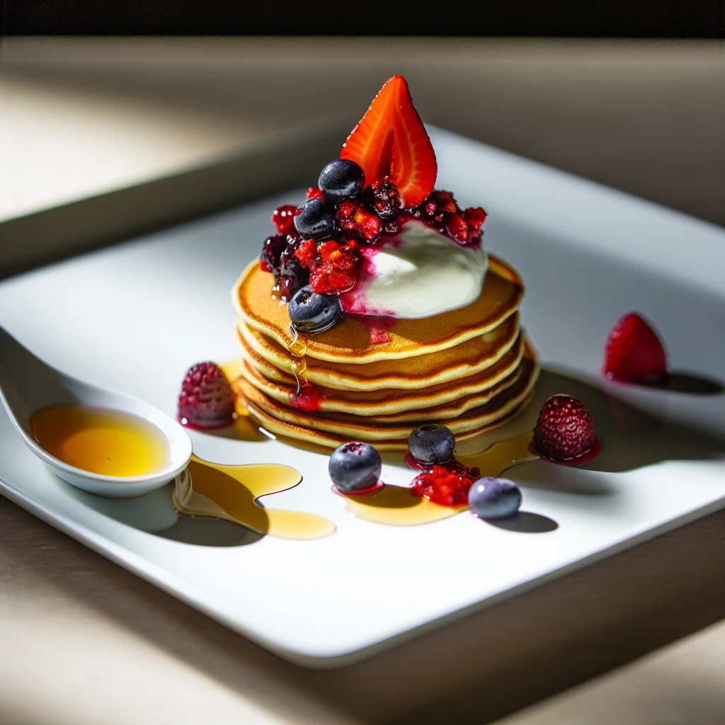 Pancakes Protéinés aux Baies et Yaourt Grec