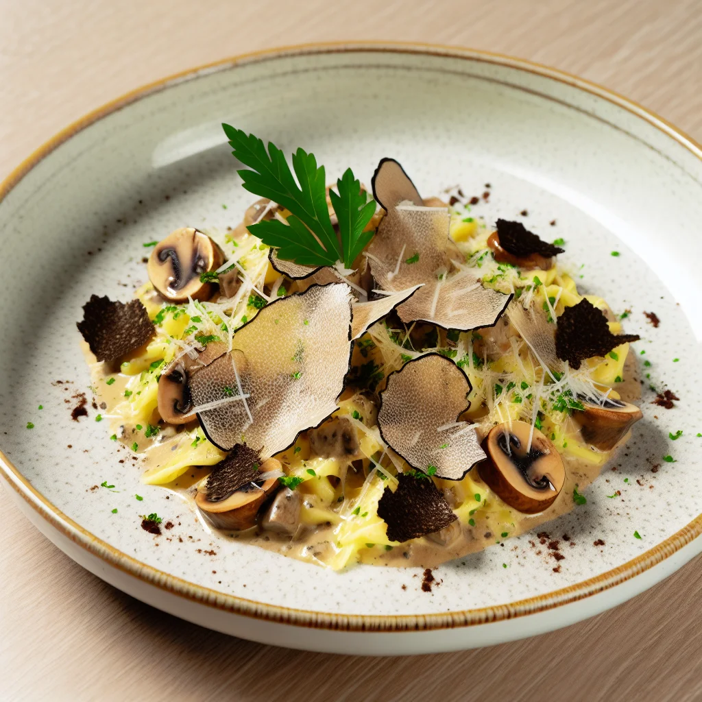 Pâtes à la sauce crémeuse aux champignons et truffe