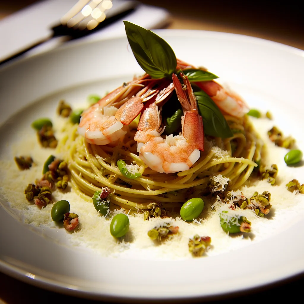 Pâtes au Pesto de Pistaches et Crevettes