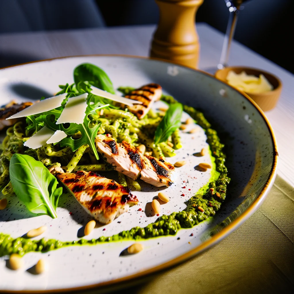 Pâtes au Pesto de Roquette et Poulet Grillé