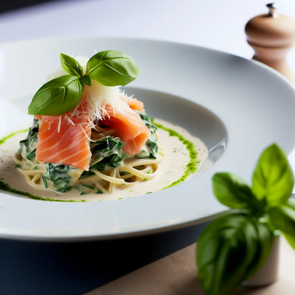 Pâtes crémeuses aux épinards et saumon fumé