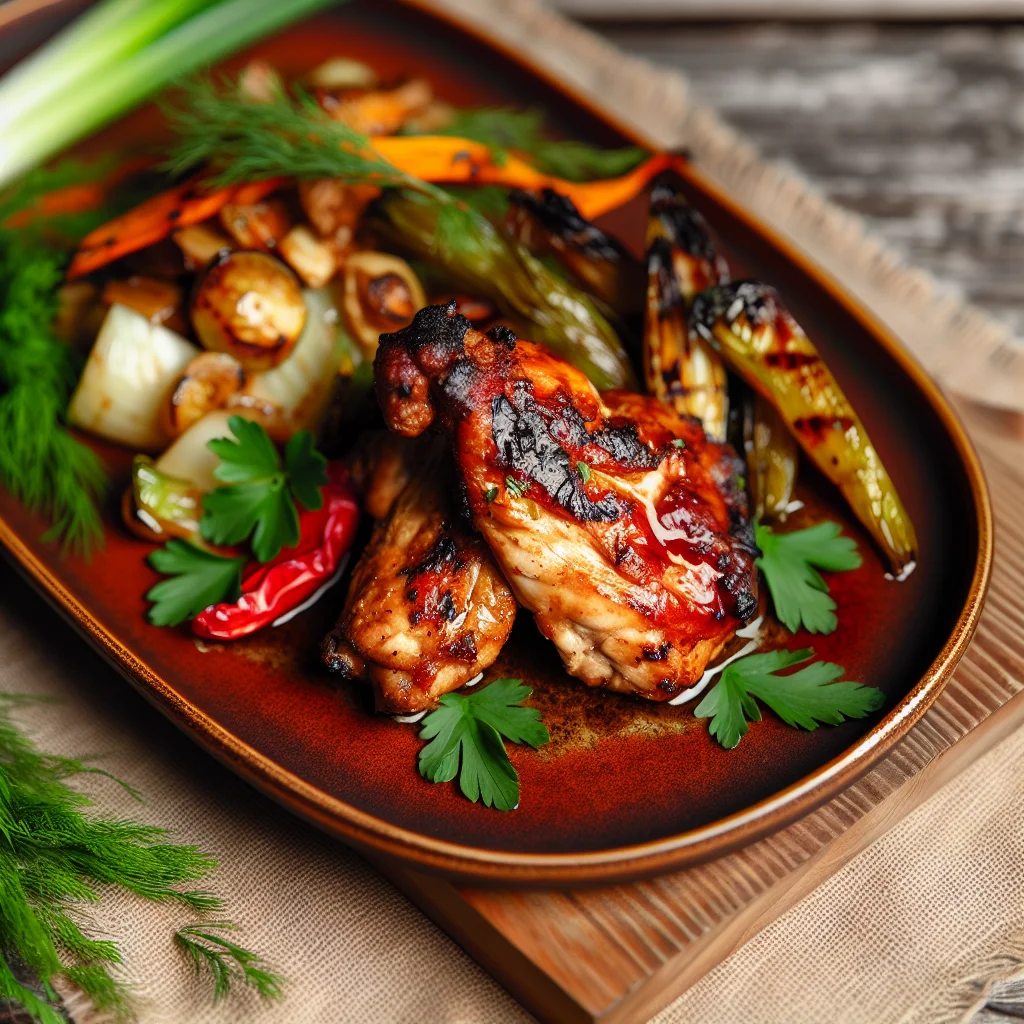 Poulet BBQ Miel et Épices avec Garniture de Légumes Grillés