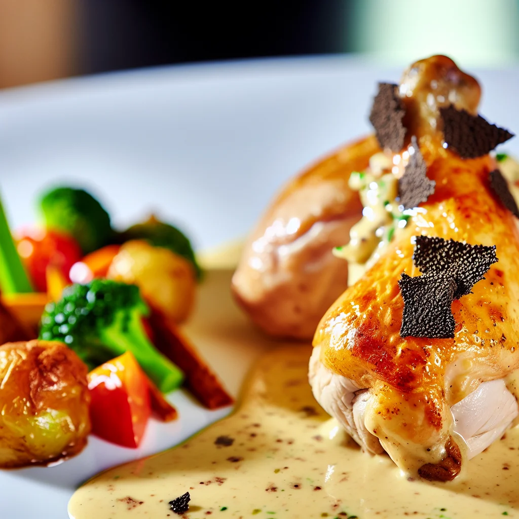 Poulet festif aux champignons et crème de truffe
