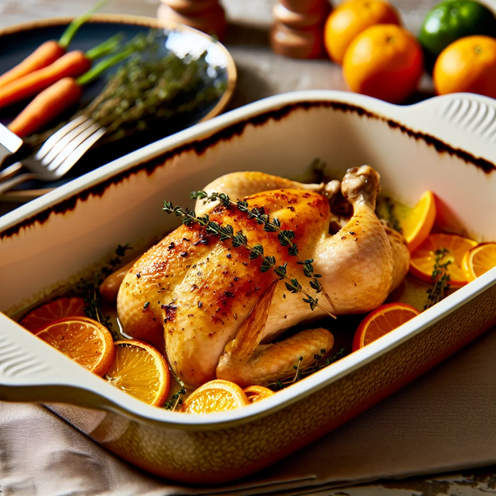 Poulet Rôti à l'Orange et au Thym