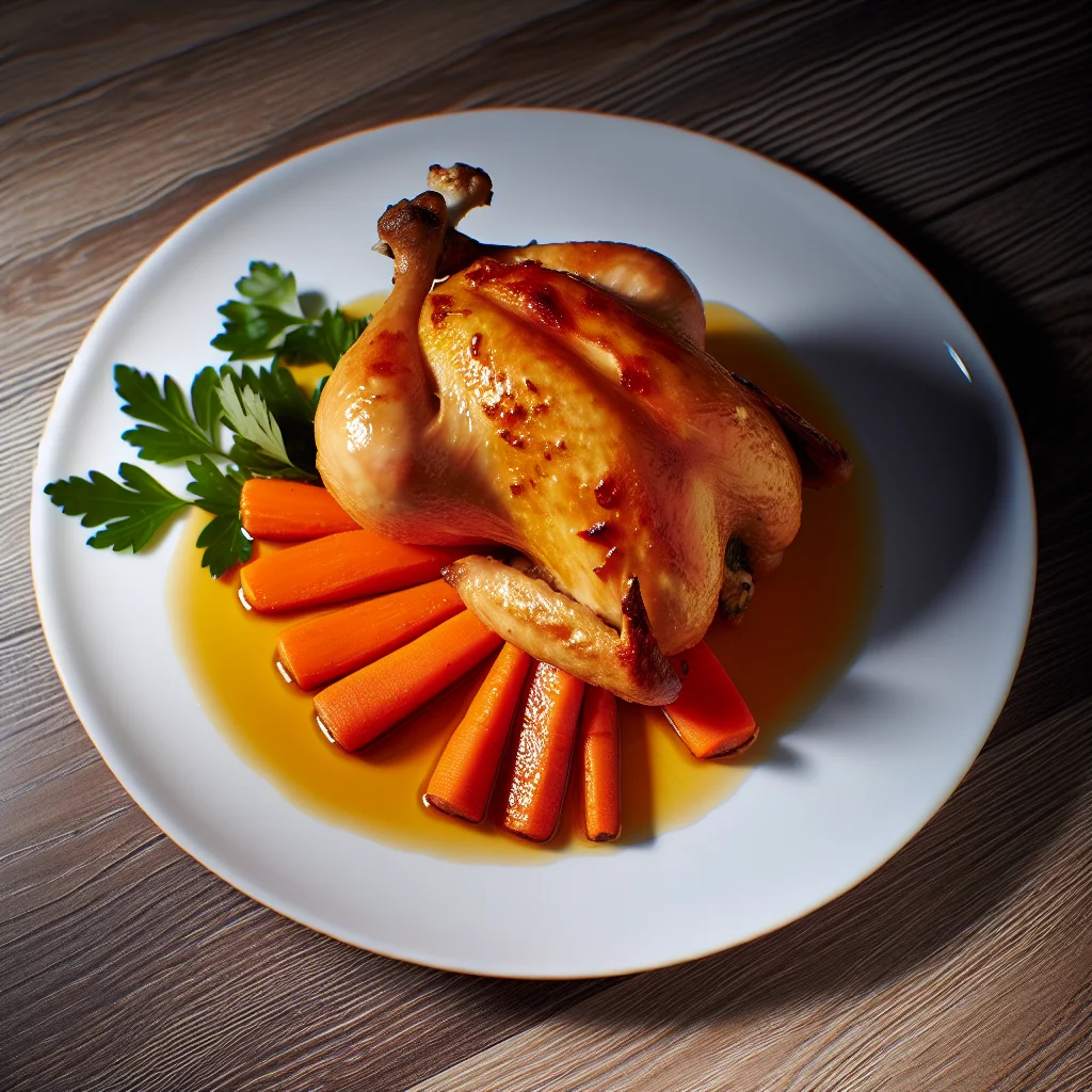 Poulet Rôti à l'Orange et Carottes Rôtis