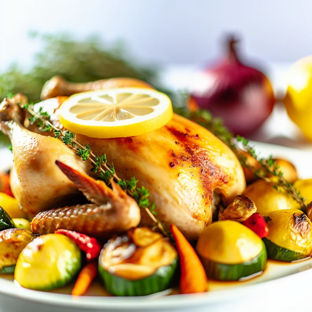 Poulet rôti au citron et thym