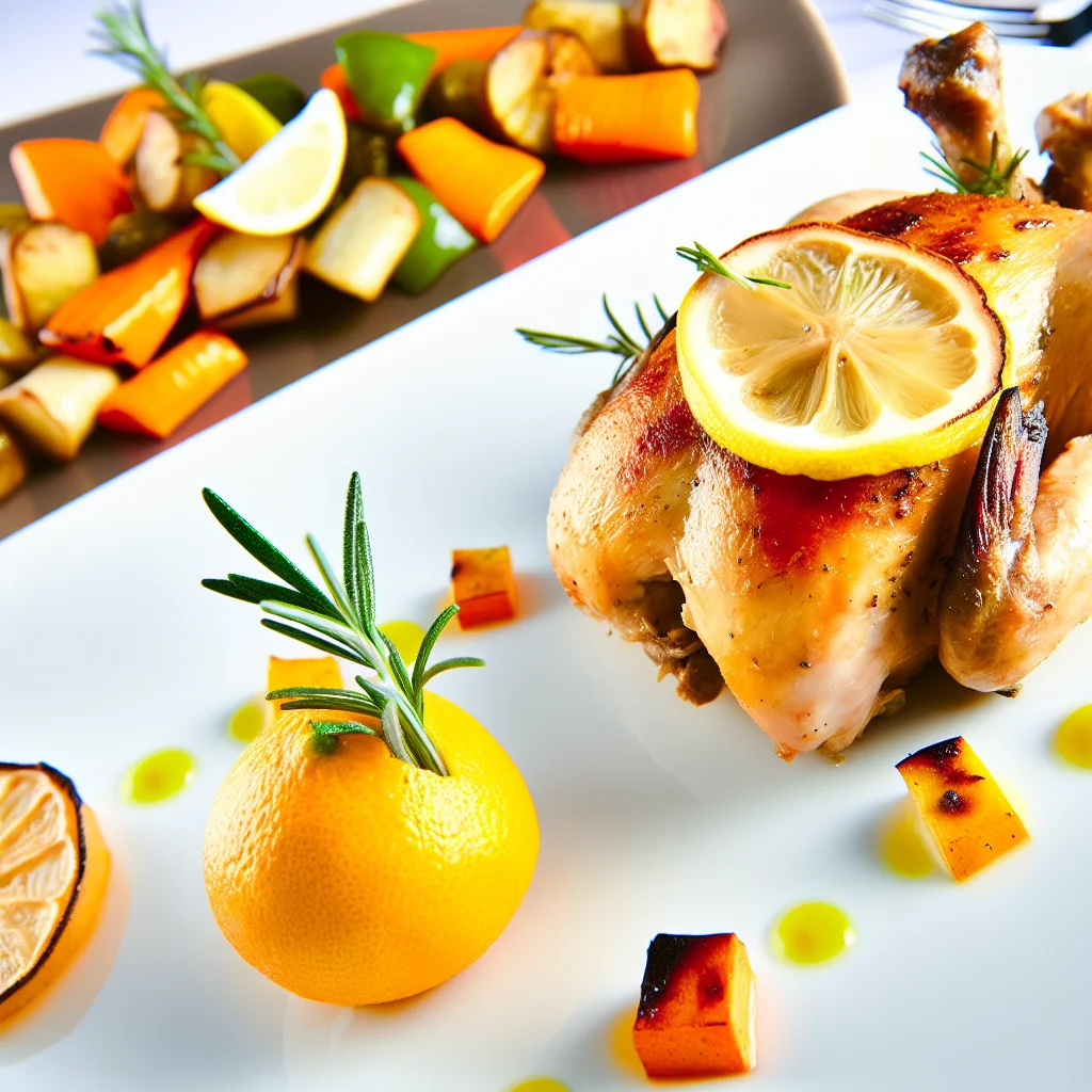 Poulet Rôti Festif aux Agrumes et Romarin