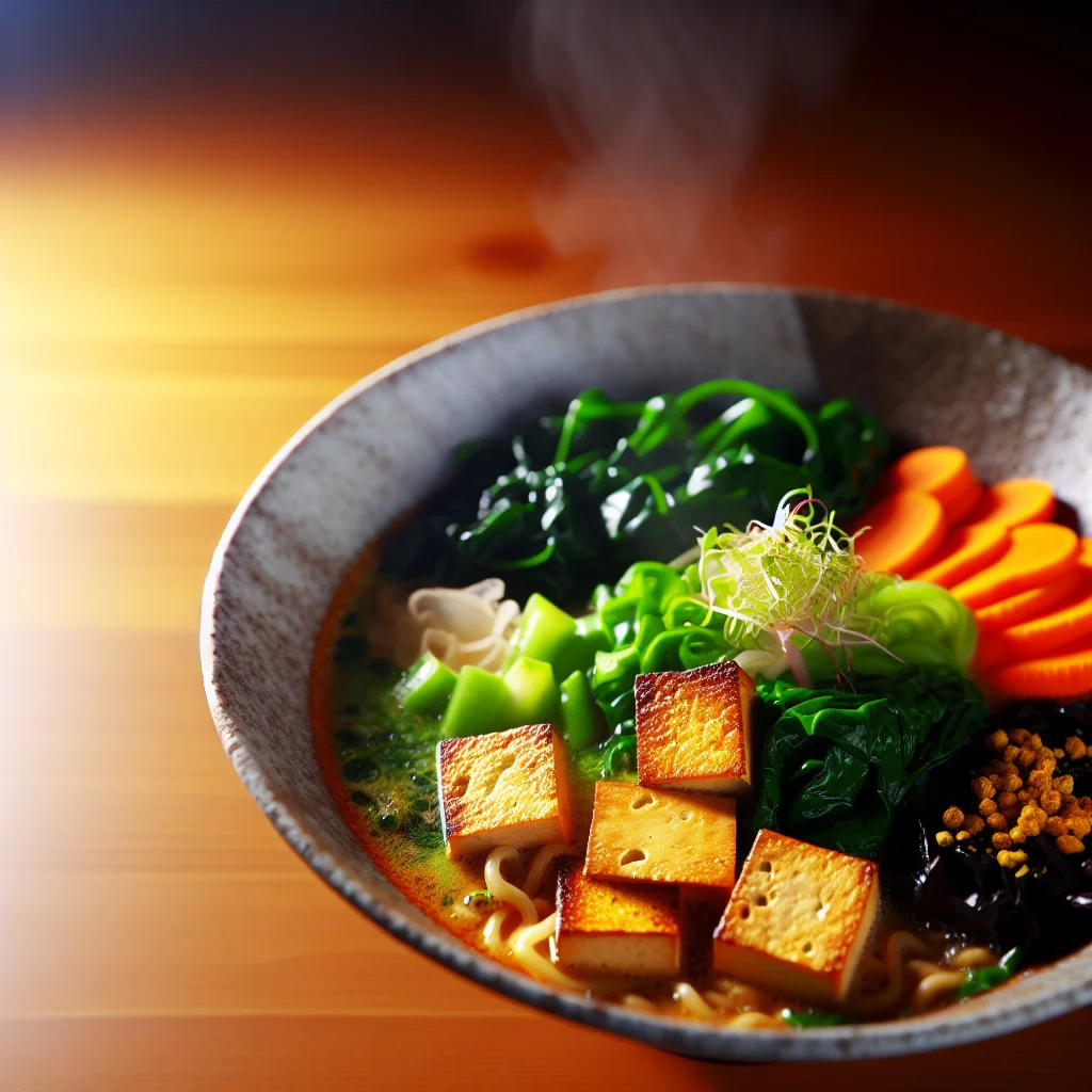 Ramen aux légumes croquants et tofu mariné