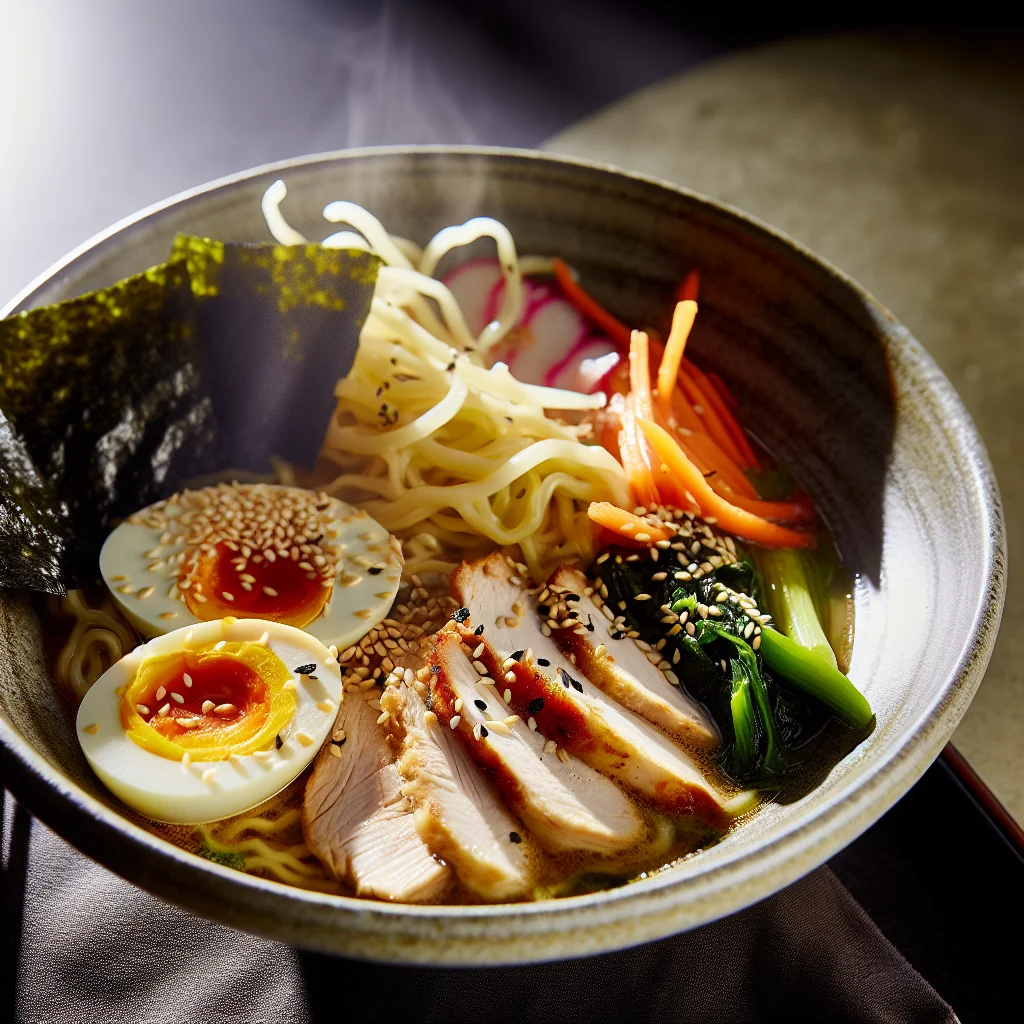 Ramen de Poulet au Sésame et aux Légumes Croquants