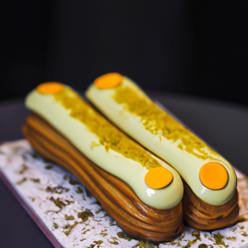 Éclairs au safran et à la pistache
