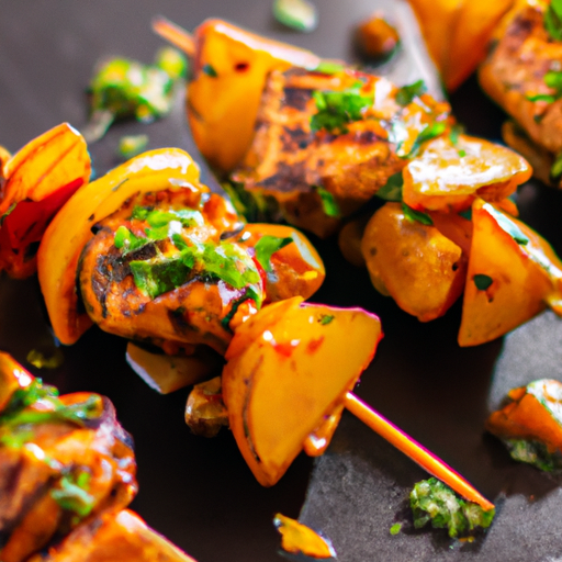 Brochettes de poulet à la mangue épicée