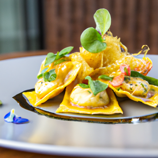 Raviolis croustillants aux crevettes et à la mangue
