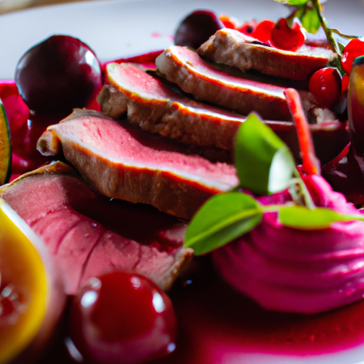 Magret de canard aux cerises sauvages