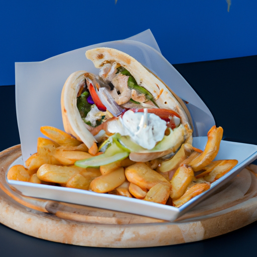 Pita grecque au poulet mariné et tzatziki maison