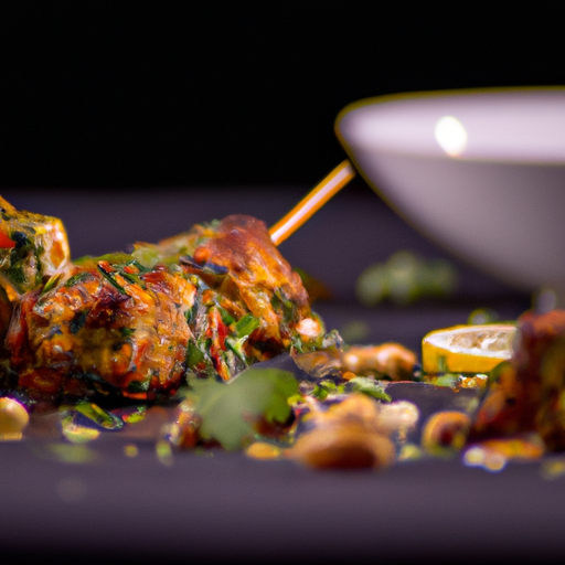 Brochettes de poulet croustillant aux amandes et à la coriandre