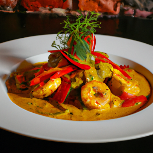 Curry de crevettes et mangues épicées
