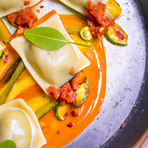 Raviolis de courgettes farcis aux tomates séchées