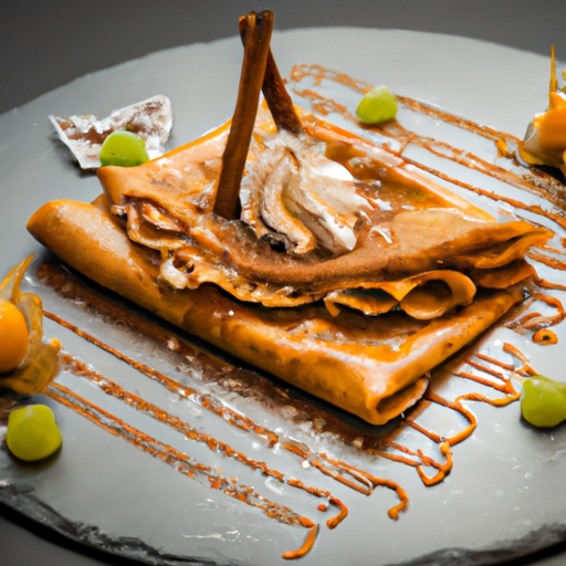 Mille-feuille de crêpes à la crème de marrons et éclats de marrons glacés